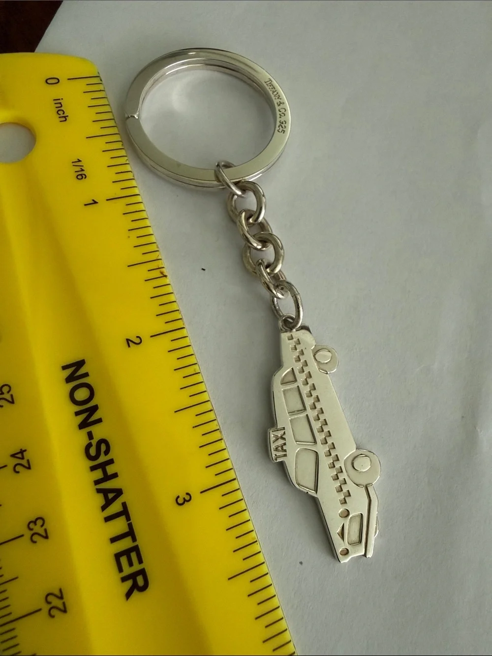 Tiffany & Co. Silver Taxi Charm Keyring with Blue Pouch